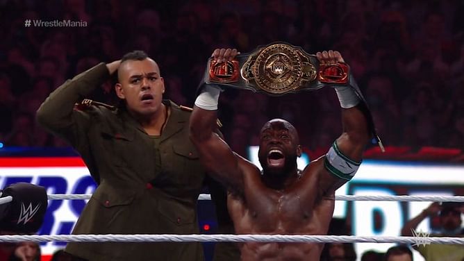 Apollo Crews wins the Intercontinental Championship at WrestleMania 37 with the help of a new ally