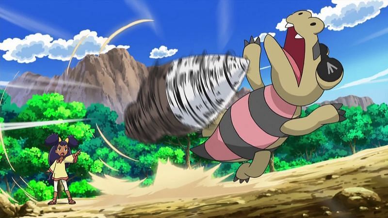 Drill Run hitting an opposing Pokemon (Image via The Pokemon Company)
