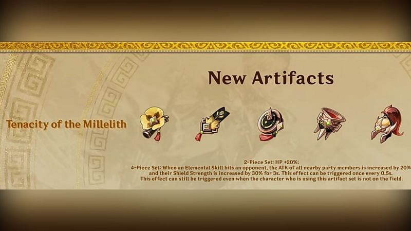 Tenacity of the Milleliths is a new artifact in 1.5 and is a great choice for Zhongli