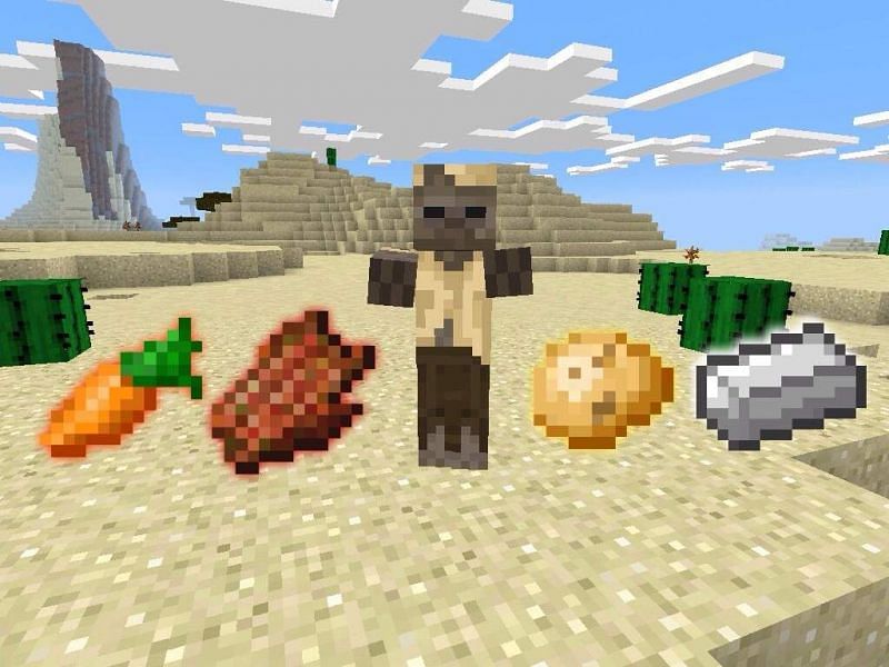 A husk surrounded by Minecraft food (Image via amino apps)