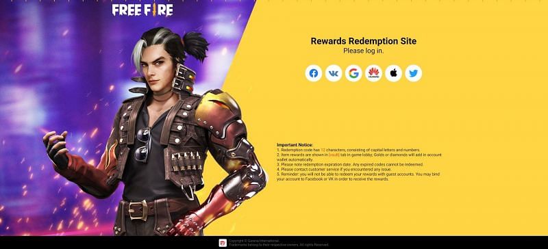 Log in to Free Fire account