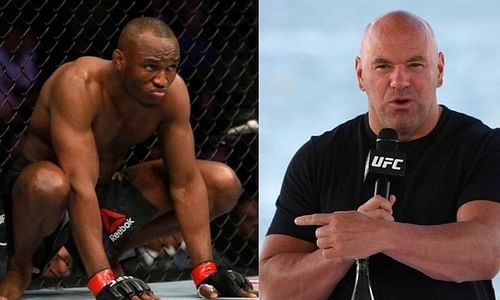 Kamaru Usman (left); Dana White (right)