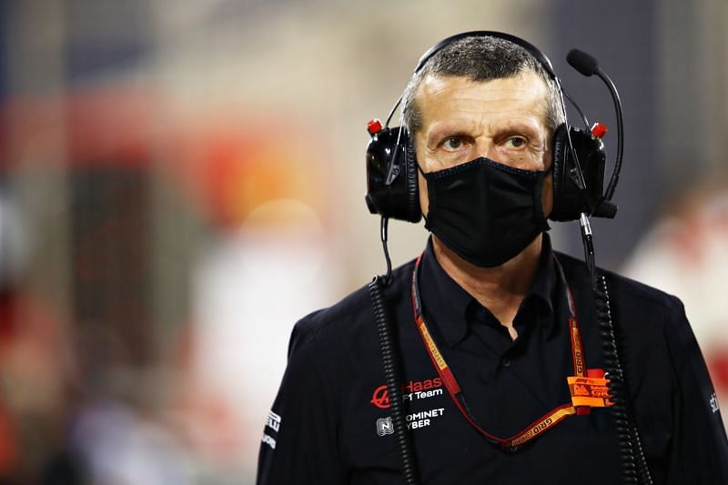 Haas F1 Team Principal Guenther Steiner walks in the pit lane at Bahrain International Circuit. Photo: Mark Thompson/Getty Images.