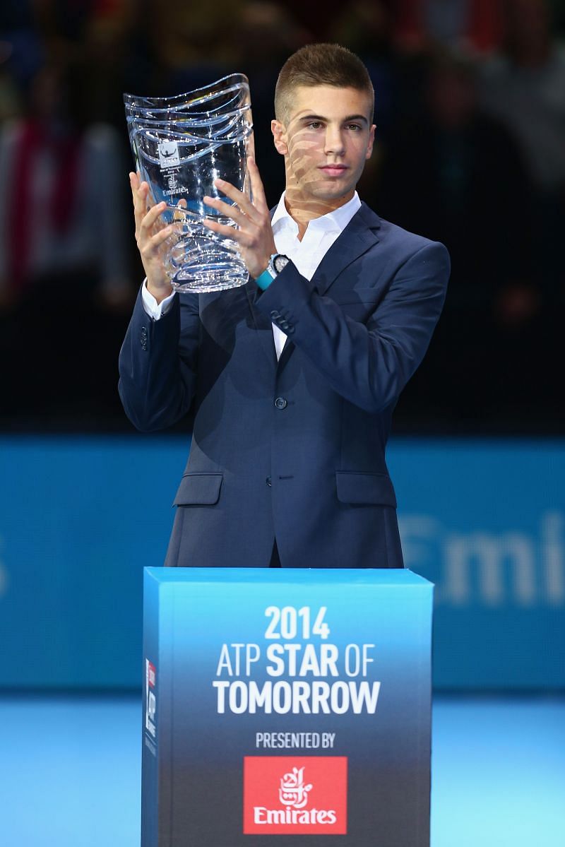 Borna Coric with the ATP Star of Tomorrow Award in 2014