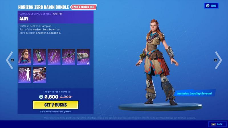 Grab the Horizon Zero Dawn Bundle in-game now (Image via Fortnite, Epic Games)