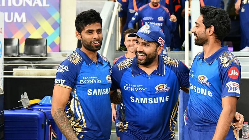 Suryakumar Yadav and Rohit Sharma with Dhawal Kulkarni (Image courtesy thequint.com)