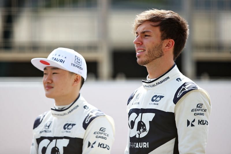 AlphaTauri drivers Yuki Tsunoda and Pierre Gasly at the pre-season test in Bahrain. Photo: Joe Portlock/Getty Images.