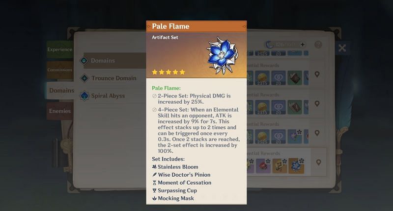 Pale Flame artifact set bonuses (Image via Genshin Impact)