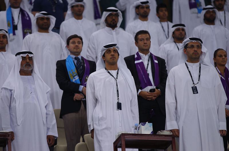 Sheikh Mansour (center) is the owner of Manchester City
