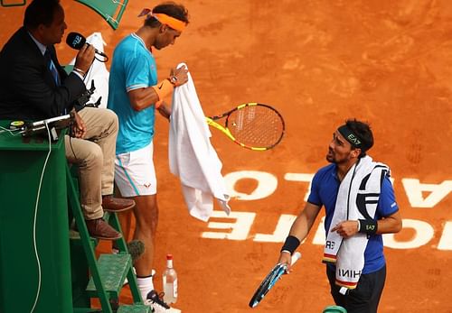 Rafael Nadal and Fabio Fognini at the 2019 Rolex Monte-Carlo Masters