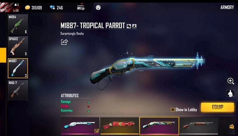 Tropical Parrot skin in Free Fire