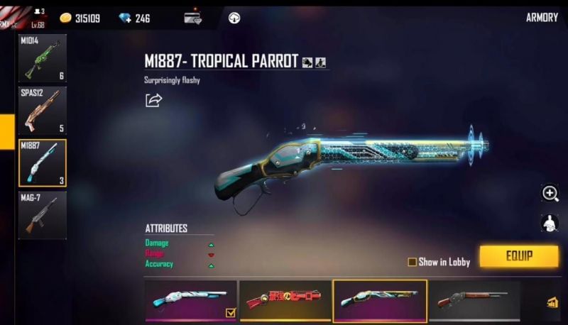 Free Fire में Tropical Parrot स्किन