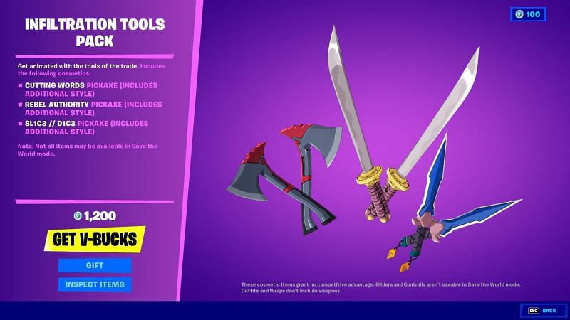 Infiltration Tools pack alternative style (Image via Fortnite, Epic Games)