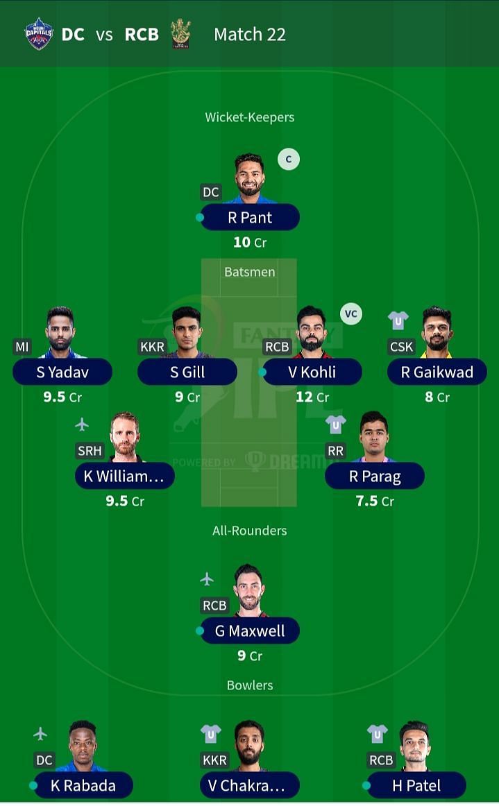 The team suggested IPL 2021 for Match 22.