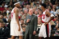 Coach Mike Dunleavy with Rasheed Wallace and Scottie Pippen