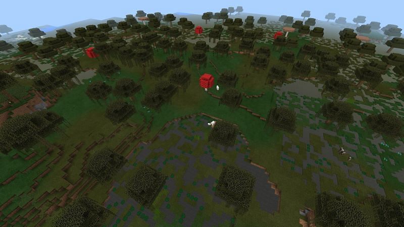 Brown mushrooms can be seen under trees in swamp biomes (Image via Minecraft Fandom)