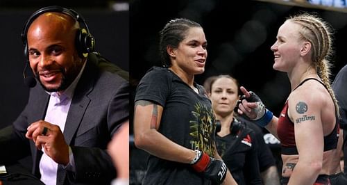 Daniel Cormier (Left) and Amanda Nunes and Valentina Shevchenko at UFC 215 (Right)