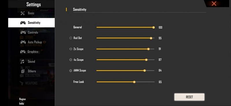 free fire max headshot sensitivity 2023