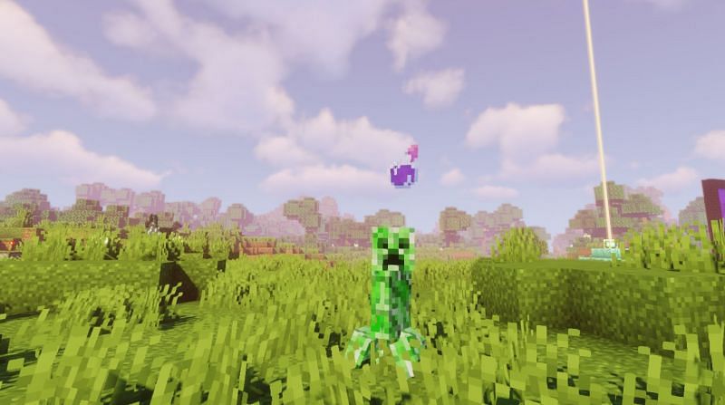 Shown: A Creeper about to get destroyed by a potion (Image via Minecraft)