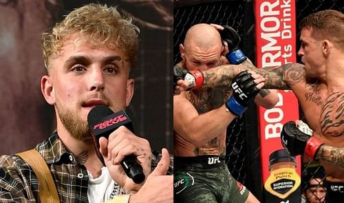 Jake Paul (left); Conor McGregor (center); Dustin Poirier (right)