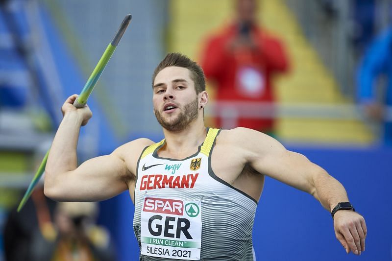 Johannes Vetter in action during European Athletics Team Championships in Poland