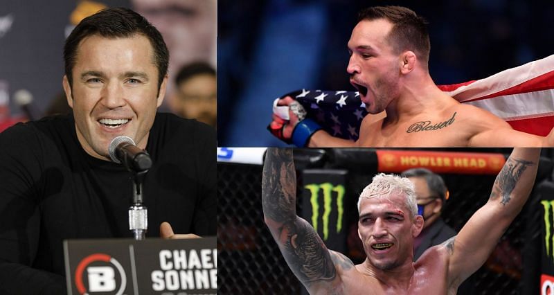 Chael Sonnen (Left) gave his prediction for Michael Chandler (Top) vs Charles Oliveira (Bottom)