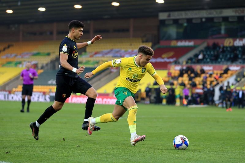 Max Aarons in action for Norwich City