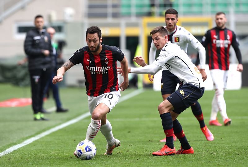 Hakan Calhanoglu in action for AC Milan