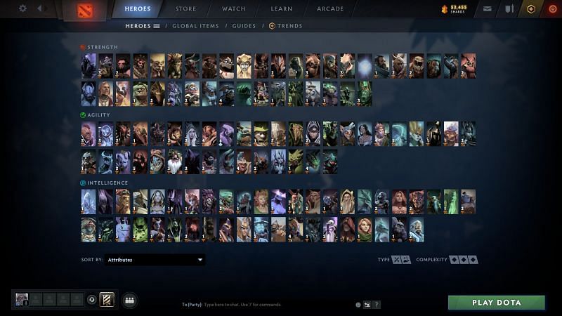 All available heroes in Dota 2 (Image via Valve)