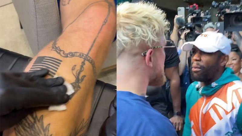 Jake Paul gets tattoo of Hat after snatching Floyd Mayweather&#039;s hat at stadium/Image via Instagram, Jake Paul
