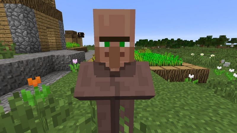 Villager looking at the player (Image via minecraftcreepypasta)