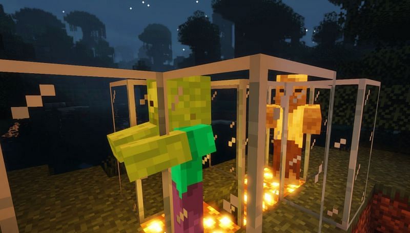 Both the Zombie and Husk in test tubes (Image via Minecraft)