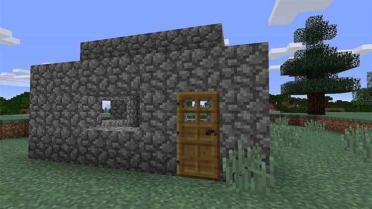 A cobblestone is dropped when a stone block is mined (Image via Minecraft)
