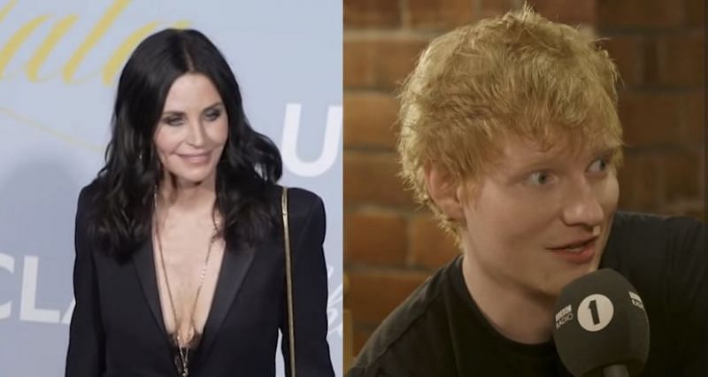 Courteney Cox and Ed Sheeran re-create Monica and Ross&#039; routine from Friends (Image via YouTube)