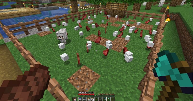 An animal farm will provide infinite food for players in Minecraft (Image via u/Gustavolsso on Reddit)