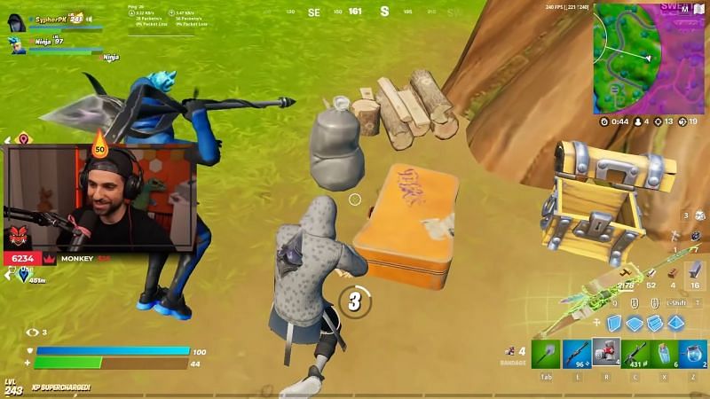 Ninja and SypherPK spot a trash bag and name it TimTheTatMan (Image via SypherPK, YouTube)