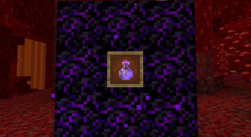 An Item Frame containing a Potion of Slow Falling (Image via Minecraft)