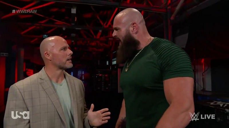 Braun Strowman and Adam Pearce