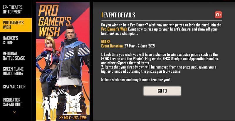 Pro Gamer&#039;s event in Free Fire