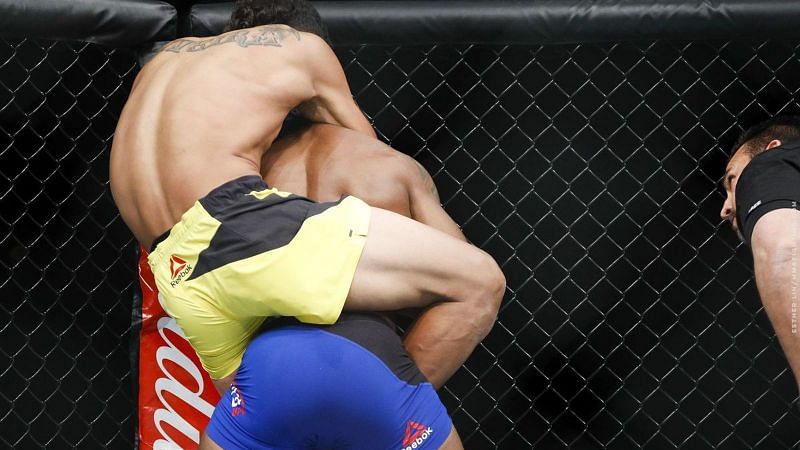 Charles Oliveira&#039;s standing rear-naked choke forced Will Brooks to tap out at UFC 210.