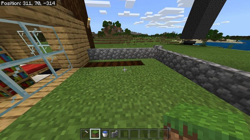 Tilling ground to plant melon seeds in Minecraft