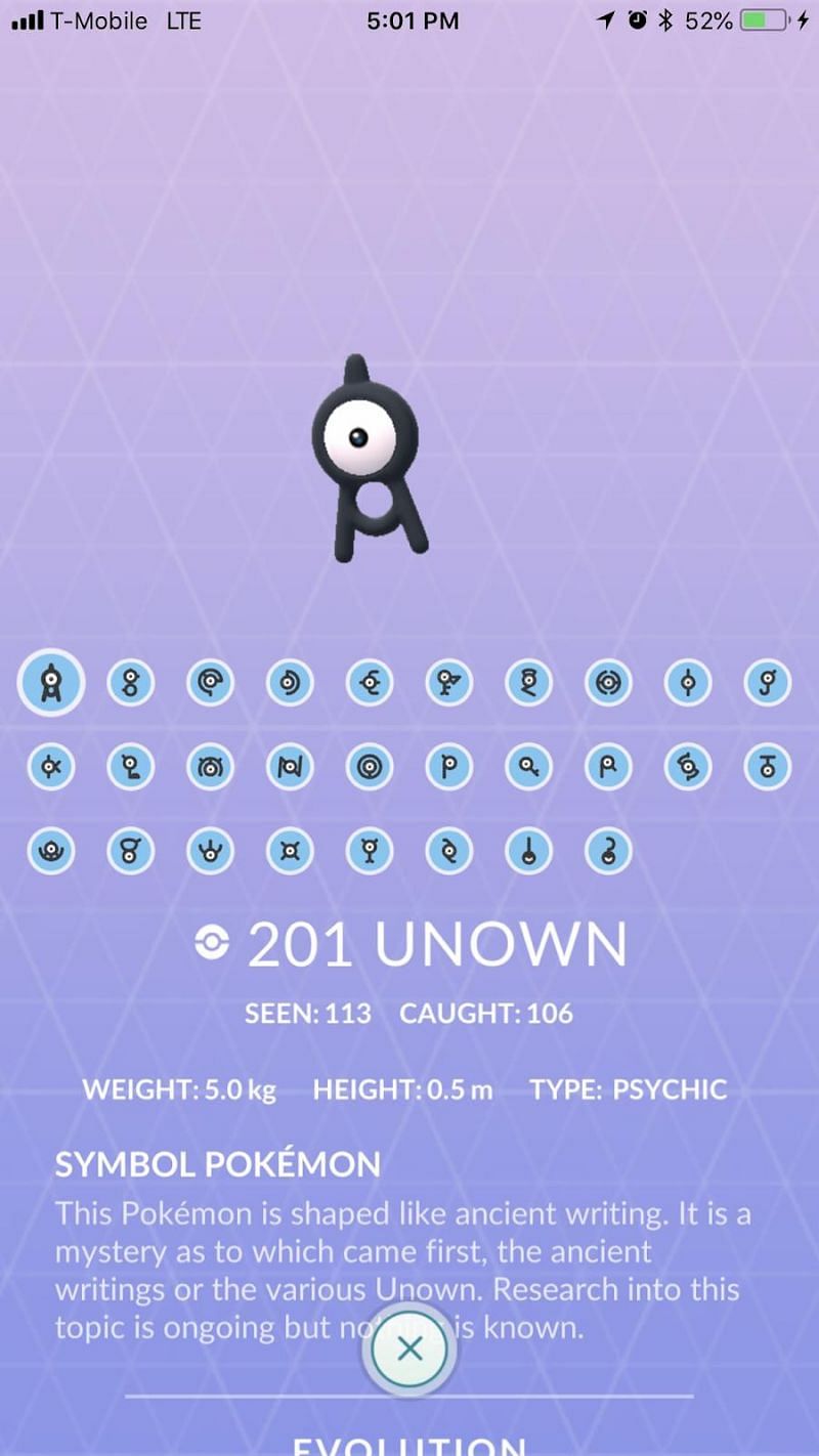 Pokemon Unown Symbol x1 GO - Fast And Safe - Chance of Lucky !!