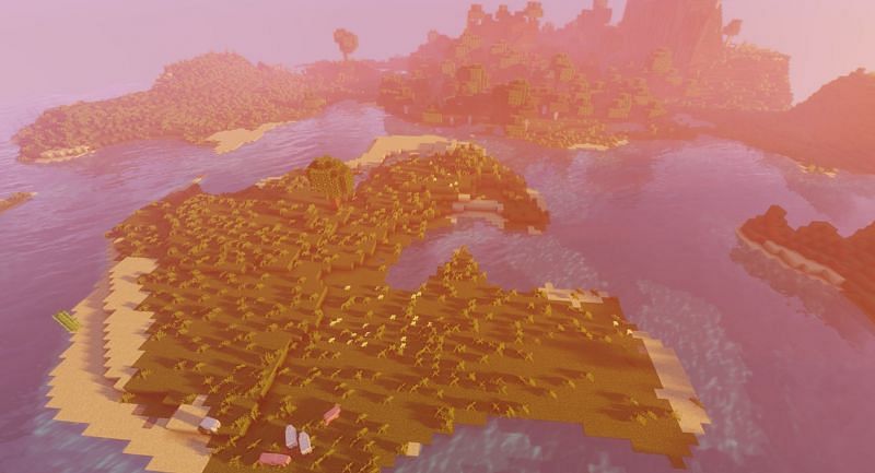 A stunning island large enough for a great castle (Image via Minecraft)