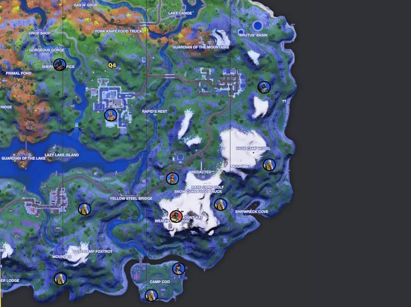 Fourth quadrant of the Fortnite island (Image via Fortnite.gg)