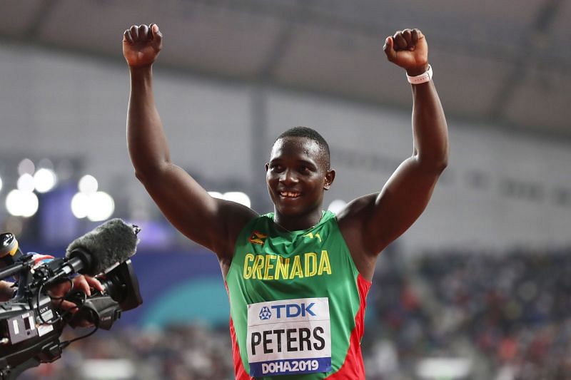Anderson Peters celebrates after winning javelin gold at 2019 IAAF World Athletics Championships