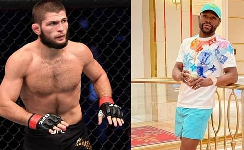 Khabib Nurmagomedov (left); Floyd Mayweather (right)