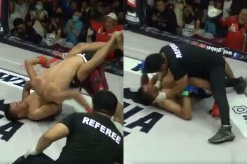 Doolotbek Narmatov refused to release his opponent from a guillotine choke. (Image credits: World Ertaymash Federation)