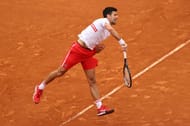 Novak Djokovic hits a serve