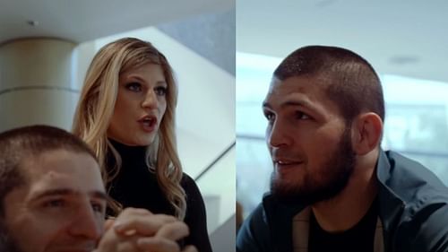 Kayla Harrison [L] and Khabib Nurmagomedov [R]