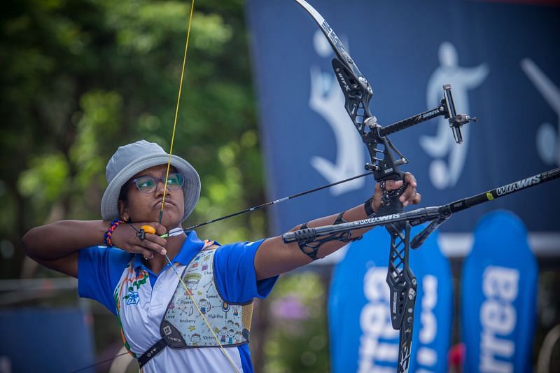 India&#039;s Komalika Bari during the 2021 World Cup Stage 1, in Guatemala City